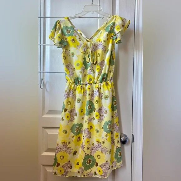 Ann Taylor Factory ruffled sleeves yellow floral dress. Ann Taylor Factory ruffled sleeves yellow floral dress.